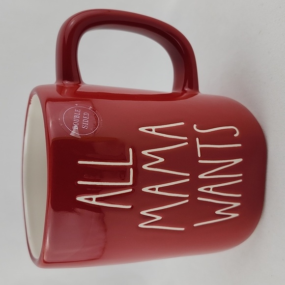 Rae Dunn Double Sided Mug Red ALL MAMA WANTS IS A SILENT NIGHT White Lrg Letters - Picture 3 of 11